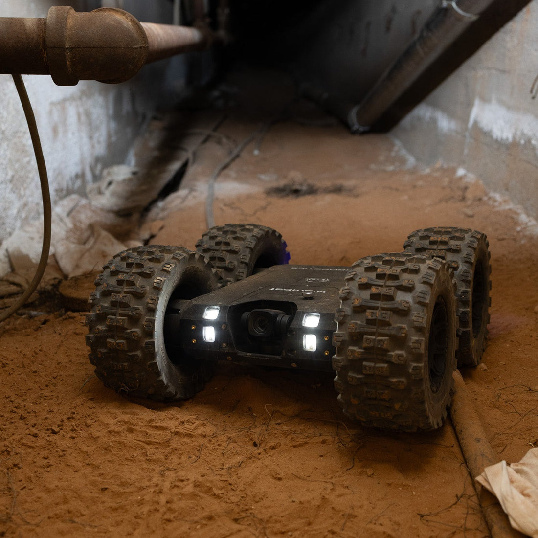 Robotic vehicle in a basement setting